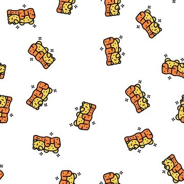 Bear jelly candy gummy vector seamless pattern 스톡 일러스트