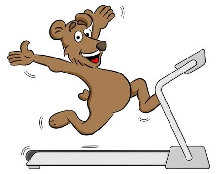 Bear jogging on a treadmill Stock Illustration
