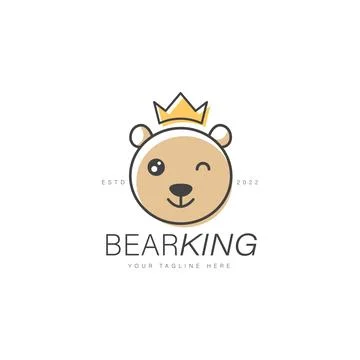 Bear king logo design illustration icon Stock Illustration