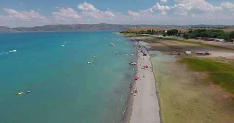 Bear Lake Beach Drone 2 Stock Footage 74513499