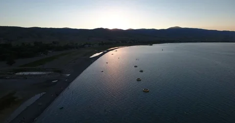 Bear Lake Sunset from the Beach Drone Stock Footage 74510500