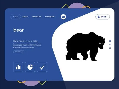 Bear Landing page website template design Free Stock Illustration