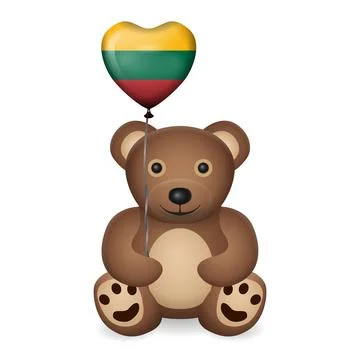 Bear with Lithuania flag heart balloon Stock Illustration