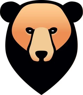 Bear logo in black orange over white Stock Illustration
