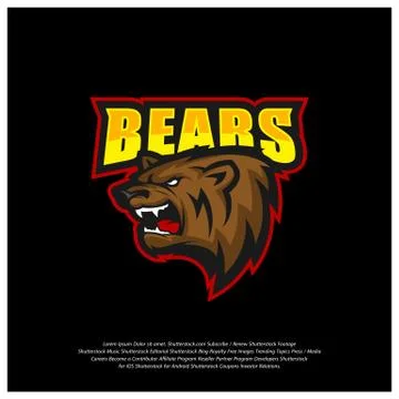 Bear Logo design vector. Modern professional grizzly bear logo for a sport te Stock Illustration