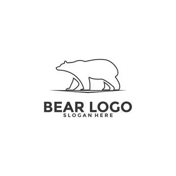 Bear logo vector icon illustration, Bear Line logo template イラスト素材