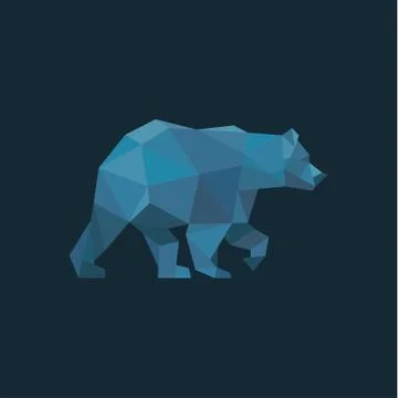 Bear in low poly Blue polygons with trend style design animal illustrations Stock Illustration