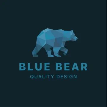 Bear low poly Blue polygons with trend style design animal illustrations Stock Illustration