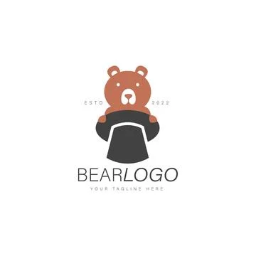 Bear with magic hat logo design illustration icon Stock Illustration