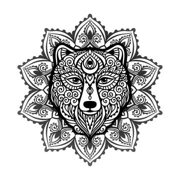 Bear mandala ornament. Vector illustration, animal Stock-Illustration