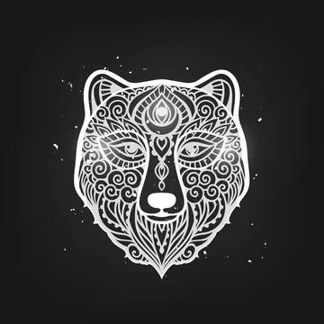 Bear mandala ornament. Vector illustration, animal Stock-Illustration