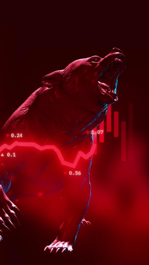 Bear market concept animation vertical video Stock Footage 334336281