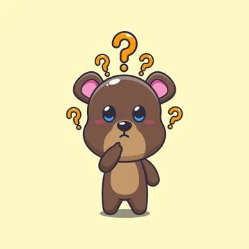 Bear mascot cartoon character vector illustration is confused Stock Illustration
