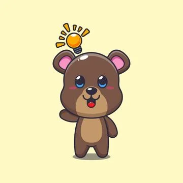 Bear mascot cartoon character vector illustration get an idea. Stock Illustration