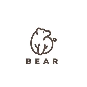 Bear Monoline Logo design vector template Stock Illustration