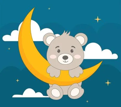 Bear with moon Ilustração Stock