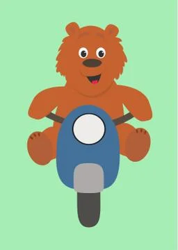 Bear on the moped Stock Illustration