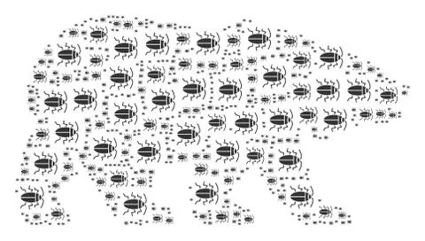 Bear Mosaic of Cucaracha Items 库存插图