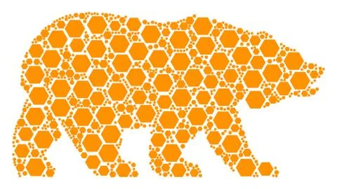 Bear Mosaic of Filled Hexagon Items Stock Illustration