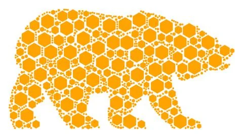 Bear Mosaic of Filled Hexagon Items Illustrazione stock
