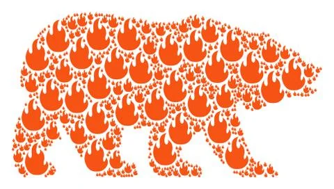 Bear Mosaic of Fire Flame Items 스톡 일러스트