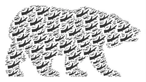 Bear Mosaic of Firewood Items 库存插图
