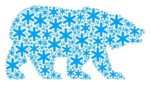 Bear Mosaic of Snowflake Items Illustrazione stock