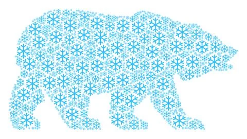 Bear Mosaic of Snowflake Items Illustrazione stock