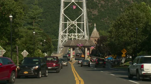 Bear Mountain Bridge Toll Plaza Traffic 3 Stock Footage 29048448