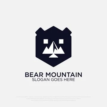 Bear mountain logo design vector, simple logo for outdoor adventure icon il.. Stock Illustration
