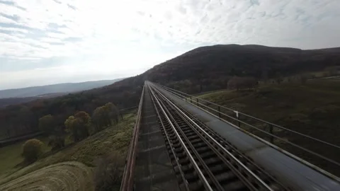 Bear Mountain Train Tresle New York Drone Aerial View Stock Footage 277129730