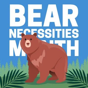 Bear necessities month for bear conservation Stock Illustration