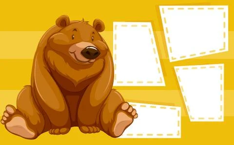 Bear on note template Stock Illustration
