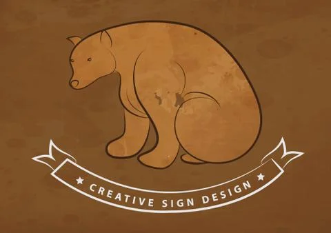 Bear on old paper Stock Illustration