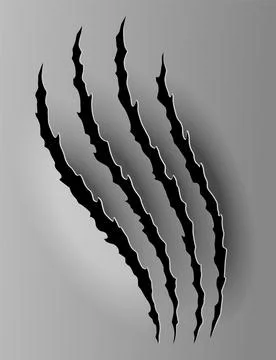 Bear or tiger claw mark. Scratches and torn traces of vector animal paw slashes Stock Illustration