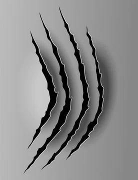Bear or tiger claw mark. Scratches and torn traces of vector animal paw slashes Stock Illustration