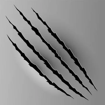 Bear or tiger claw mark. Scratches and torn traces of vector animal paw slashes Stock Illustration