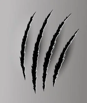 Bear or tiger claw mark. Scratches and torn traces of vector animal paw slashes Stock Illustration