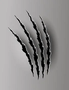 Bear or tiger claw mark. Scratches and torn traces of vector animal paw slashes Stock Illustration