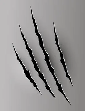 Bear or tiger claw mark. Scratches and torn traces of vector animal paw slashes Stock Illustration