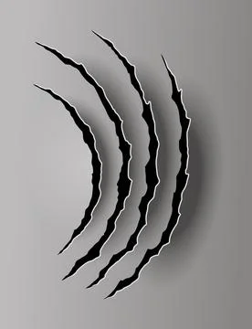Bear or tiger claw mark. Scratches and torn traces of vector animal paw slashes Stock Illustration