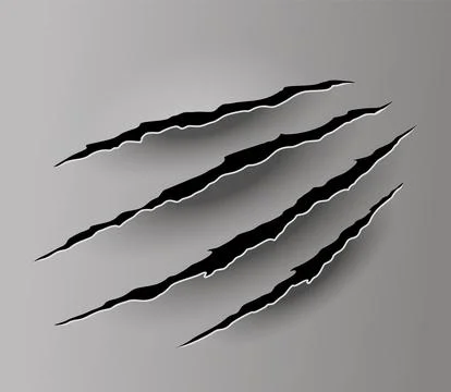 Bear or tiger claw mark. Scratches and torn traces of vector animal paw slashes Stock Illustration