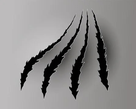 Bear or tiger claw mark. Scratches and torn traces of vector animal paw slashes Stock Illustration