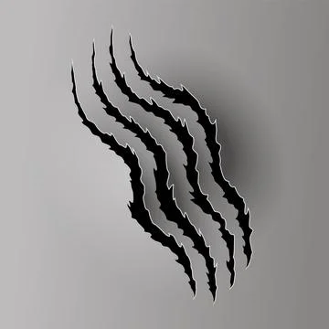 Bear or tiger claw mark. Scratches and torn traces of vector animal paw slashes Stock Illustration
