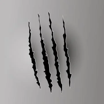 Bear or tiger claw mark. Scratches and torn traces of vector animal paw slashes Stock Illustration