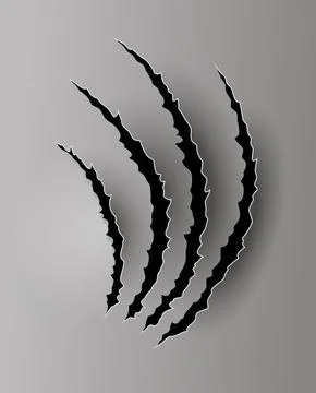 Bear or tiger claw mark. Scratches and torn traces of vector animal paw slashes Stock Illustration