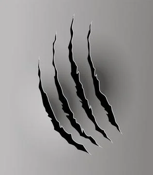 Bear or tiger claw mark. Scratches and torn traces of vector animal paw slashes Stock Illustration