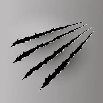 Bear or tiger claw mark. Scratches and torn traces of vector animal paw slashes Stock Illustration