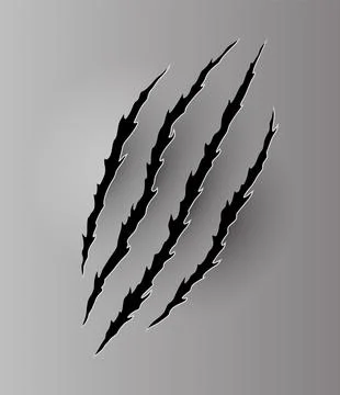 Bear or tiger claw mark. Scratches and torn traces of vector animal paw slashes Stock Illustration