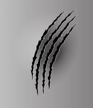 Bear or tiger claw mark. Scratches and torn traces of vector animal paw slashes Stock Illustration